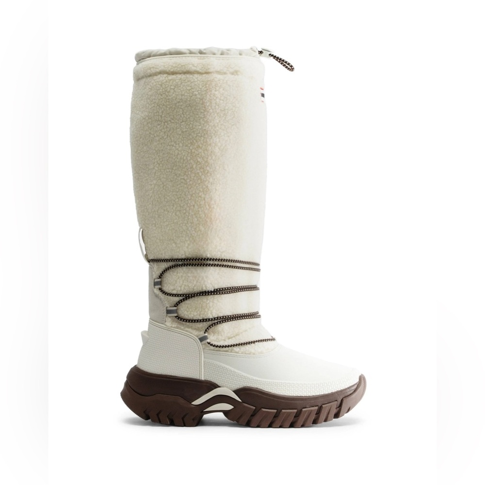 Hunter Cream and Brown Women's Winter Rain Boots - Picture 2 of 9
